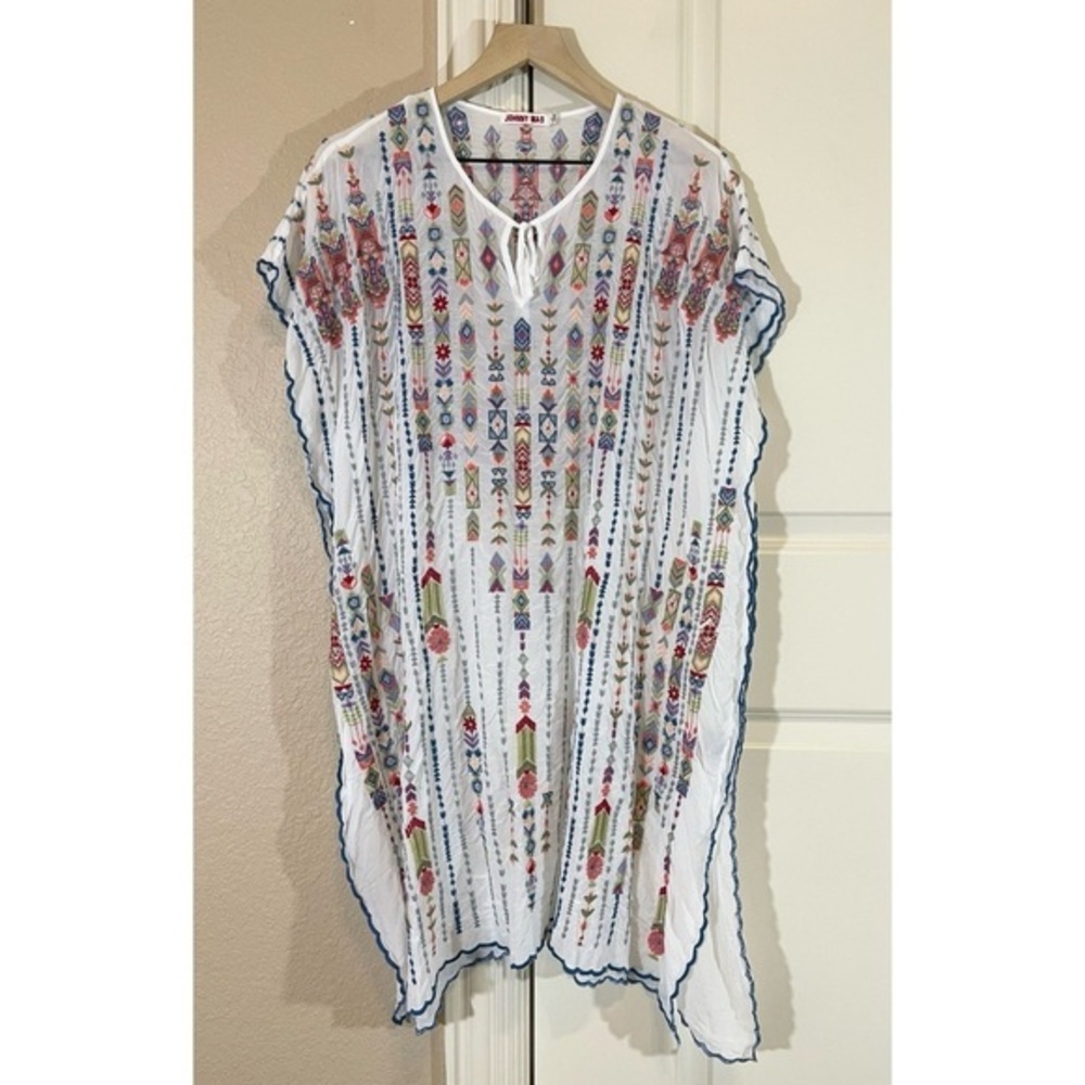 Johnny Was Embroidered Georgette Poncho with Side Slits Top